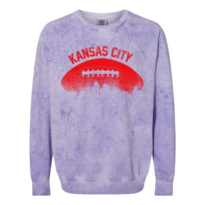 Retro Kansas City Football Skyline Colorblast Crewneck Sweatshirt