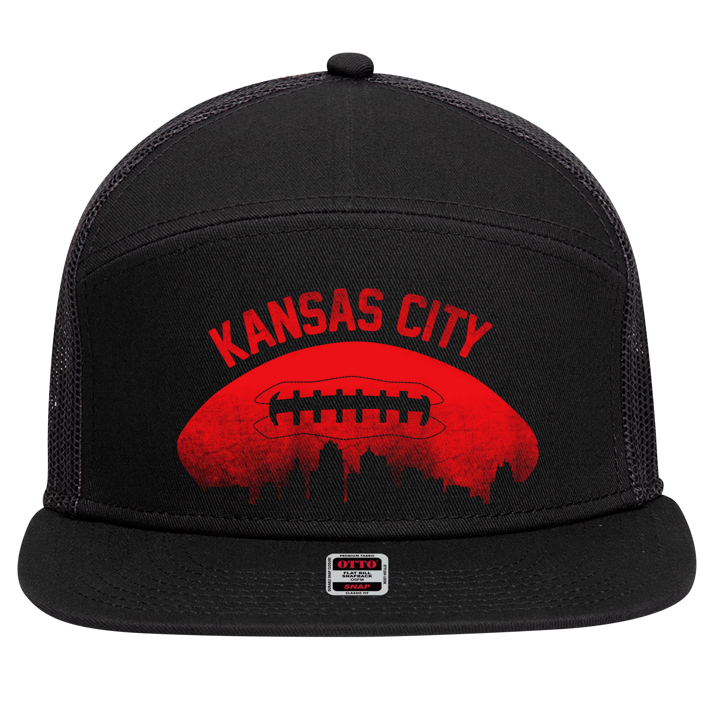 Retro Kansas City Football Skyline 7 Panel Mesh Trucker Snapback Hat