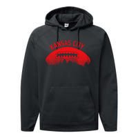 Retro Kansas City Football Skyline Performance Fleece Hoodie