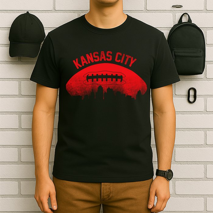 Retro Kansas City Football Skyline T-Shirt