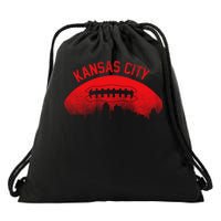 Retro Kansas City Football Skyline Drawstring Bag