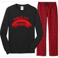 Retro Kansas City Football Skyline Long Sleeve Pajama Set