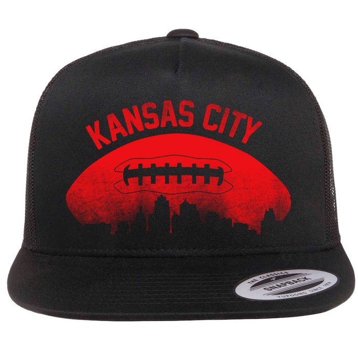 Retro Kansas City Football Skyline Flat Bill Trucker Hat