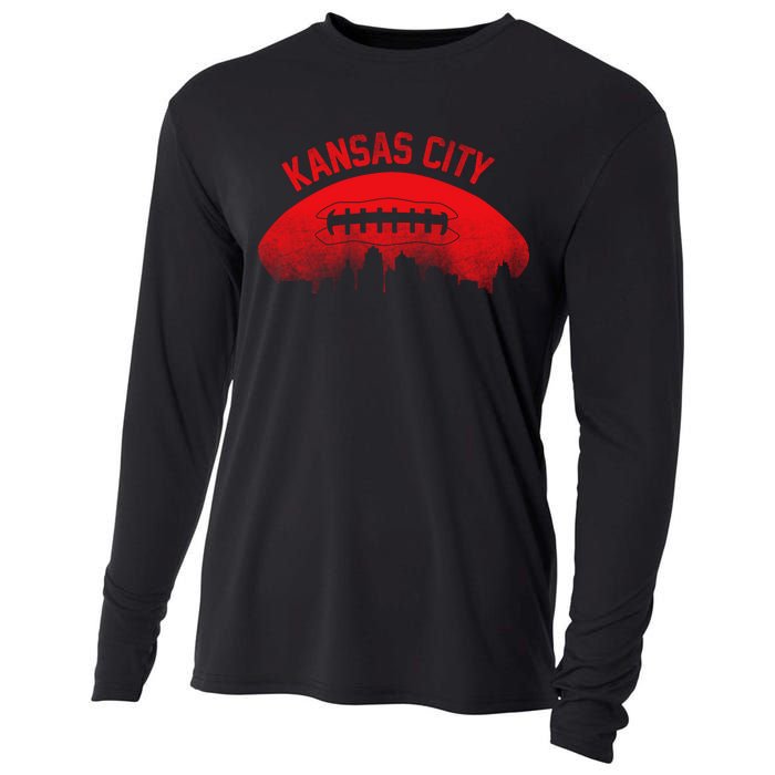 Retro Kansas City Football Skyline Cooling Performance Long Sleeve Crew