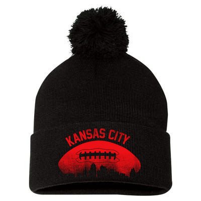 Retro Kansas City Football Skyline Pom Pom 12in Knit Beanie