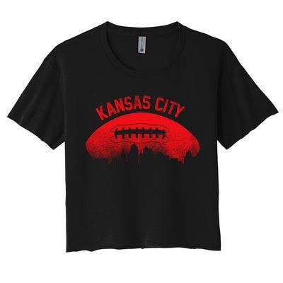 Retro Kansas City Football Skyline Women's Crop Top Tee