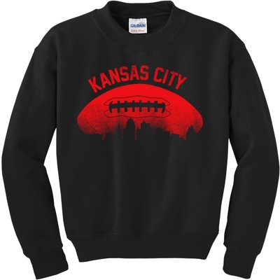 Retro Kansas City Football Skyline Kids Sweatshirt