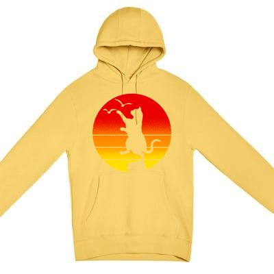 Retro Karate Cat 80's Movies Premium Pullover Hoodie