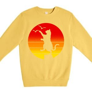 Retro Karate Cat 80's Movies Premium Crewneck Sweatshirt