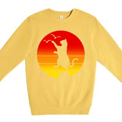 Retro Karate Cat 80's Movies Premium Crewneck Sweatshirt