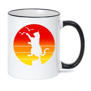 Retro Karate Cat 80's Movies 11oz Black Color Changing Mug