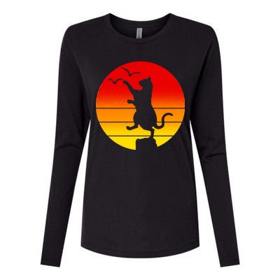 Retro Karate Cat 80's Movies Womens Cotton Relaxed Long Sleeve T-Shirt