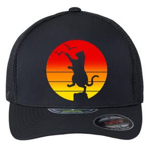 Retro Karate Cat 80's Movies Flexfit Unipanel Trucker Cap