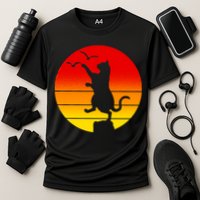 Retro Karate Cat 80's Movies Cooling Performance Crew T-Shirt