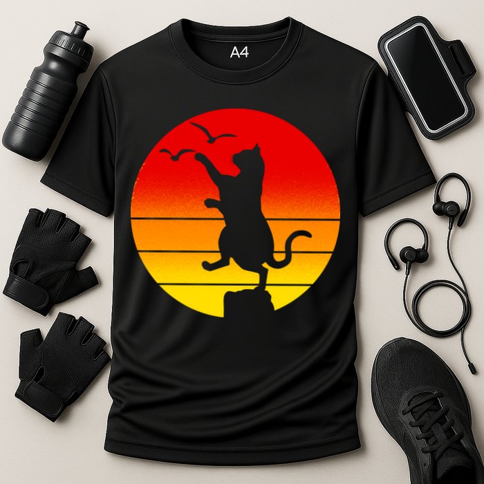 Retro Karate Cat 80's Movies Cooling Performance Crew T-Shirt