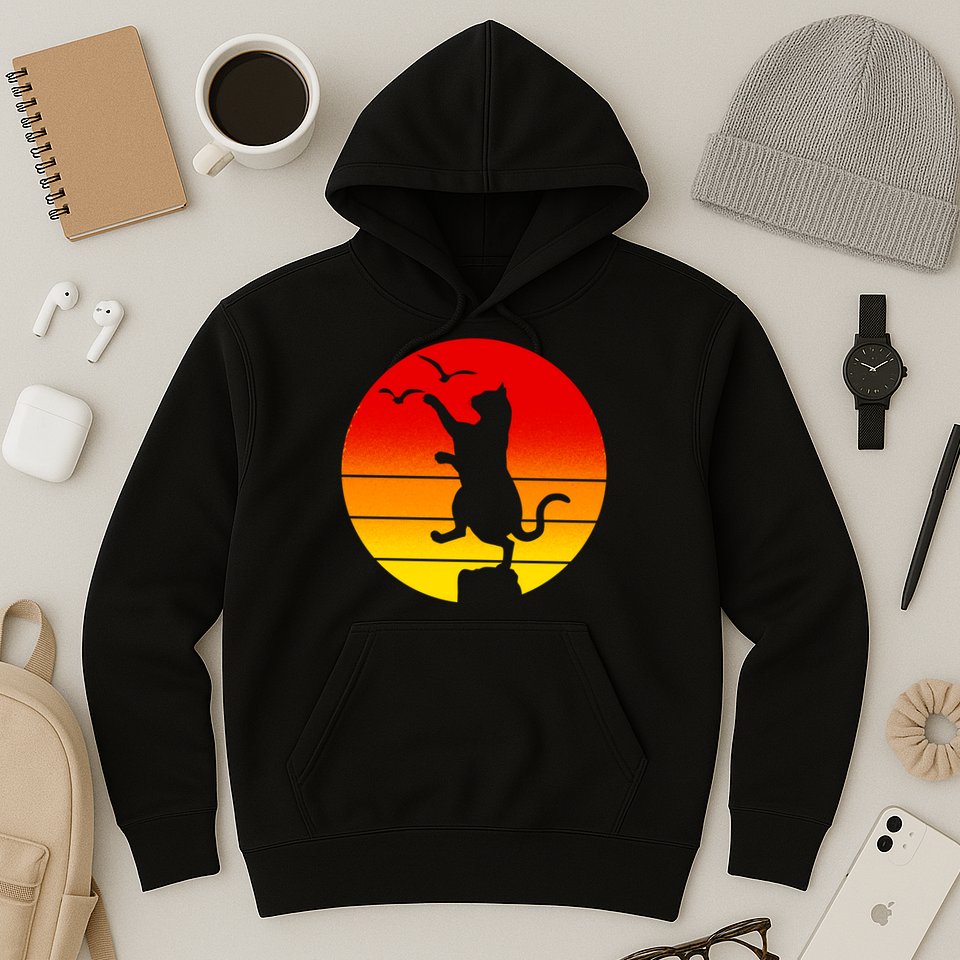 Retro Karate Cat 80's Movies Hoodie
