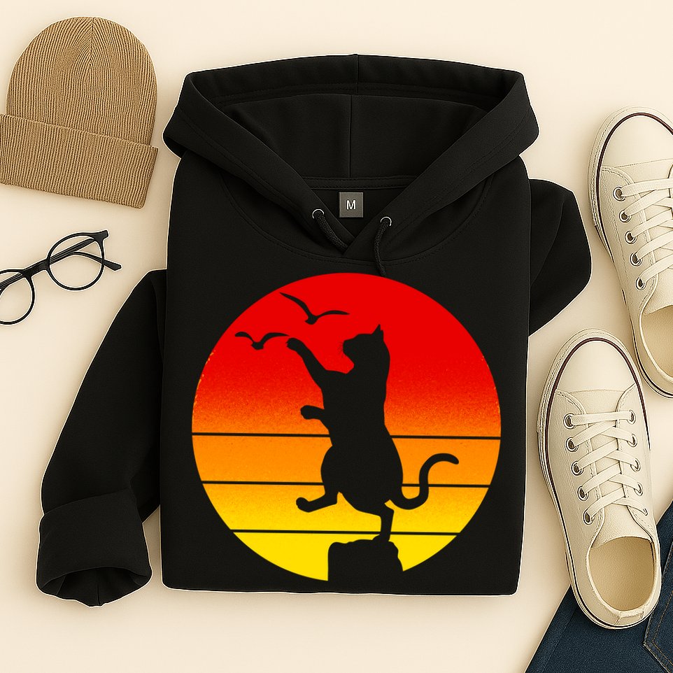 Retro Karate Cat 80's Movies Hoodie