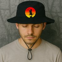 Retro Karate Cat 80's Movies Bucket Hat