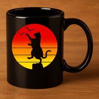 Retro Karate Cat 80's Movies 11oz C Handle Ceramic Mug
