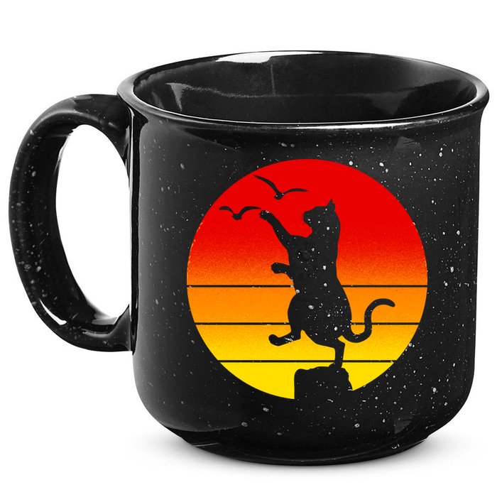 Retro Karate Cat 80's Movies 15oz Campfire Ceramic Mug