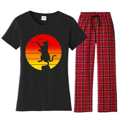 Retro Karate Cat 80's Movies Women's Flannel Pajama Set