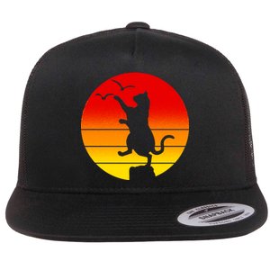 Retro Karate Cat 80's Movies Flat Bill Trucker Hat