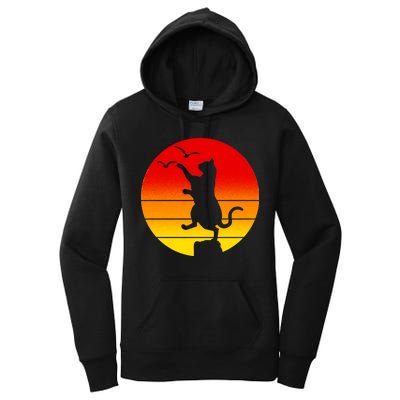 Retro Karate Cat 80's Movies Women's Pullover Hoodie