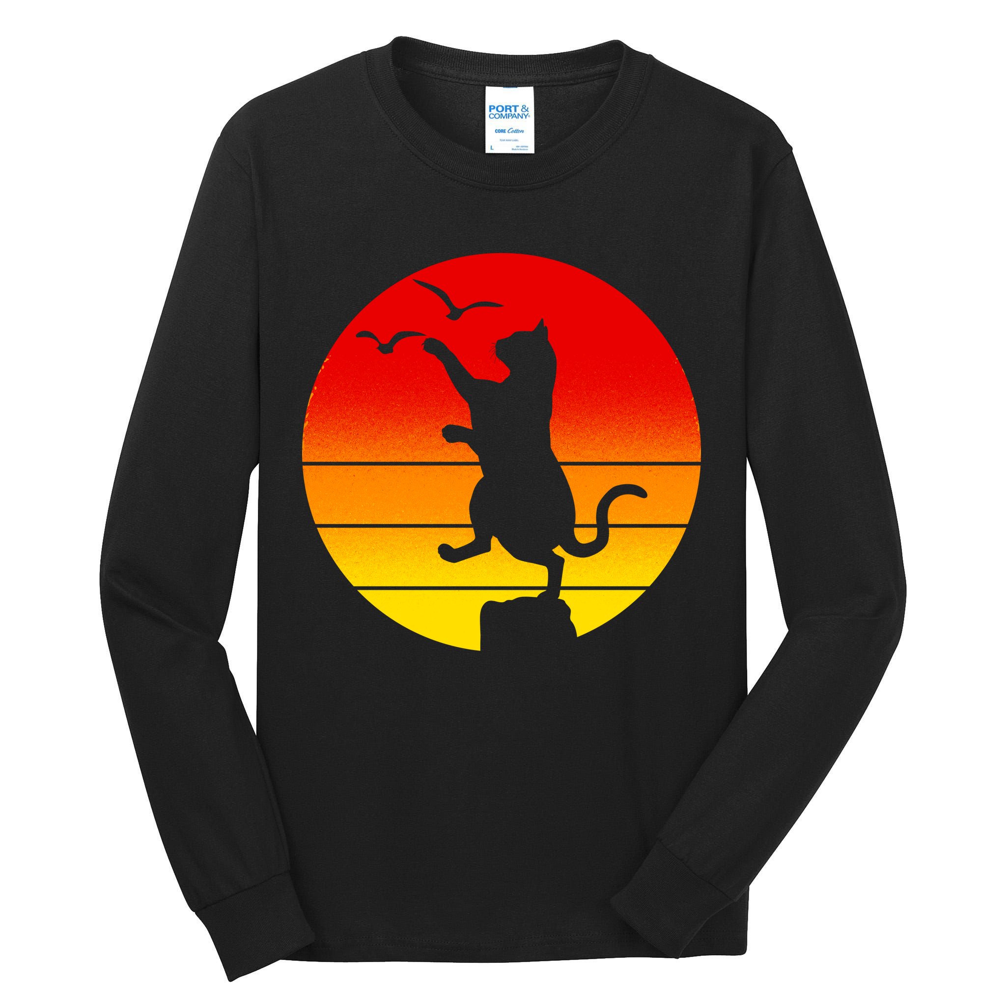 Retro Karate Cat 80's Movies Tall Long Sleeve T-Shirt
