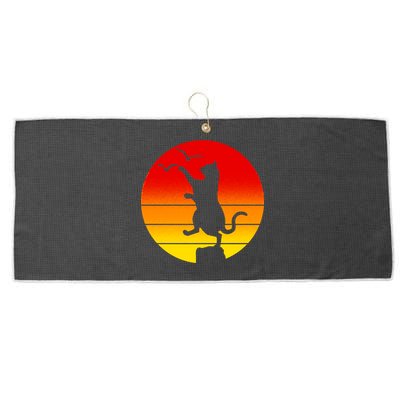 Retro Karate Cat 80's Movies Large Microfiber Waffle Golf Towel