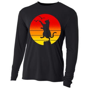 Retro Karate Cat 80's Movies Cooling Performance Long Sleeve Crew