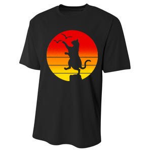 Retro Karate Cat 80's Movies Performance Sprint T-Shirt