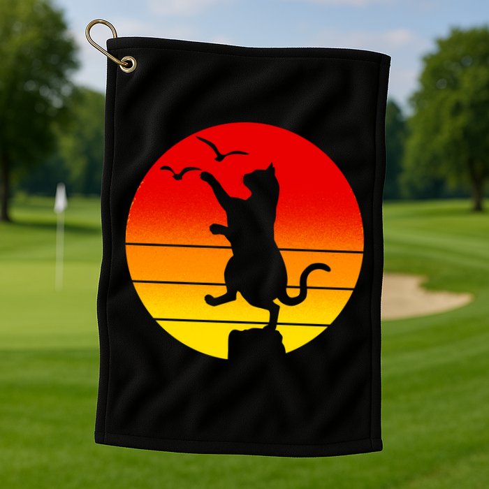 Retro Karate Cat 80's Movies Golf Towel