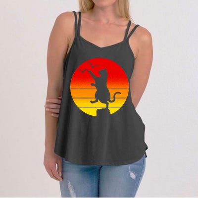 Retro Karate Cat 80's Movies Women's Strappy Tank