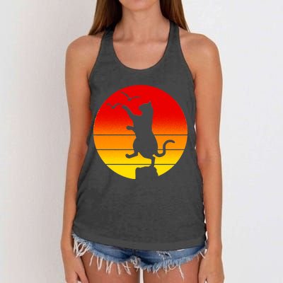 Retro Karate Cat 80's Movies Women's Knotted Racerback Tank