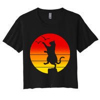 Retro Karate Cat 80's Movies Women's Crop Top Tee