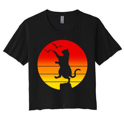 Retro Karate Cat 80's Movies Women's Crop Top Tee