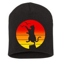 Retro Karate Cat 80's Movies Short Acrylic Beanie