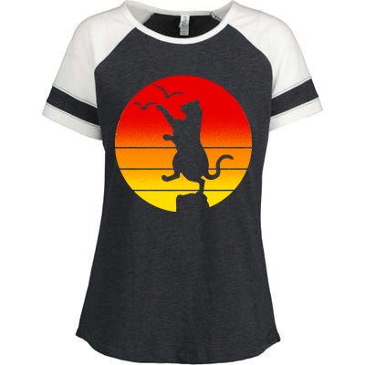 Retro Karate Cat 80's Movies Enza Ladies Jersey Colorblock Tee