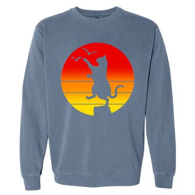 Retro Karate Cat 80's Movies Garment-Dyed Sweatshirt