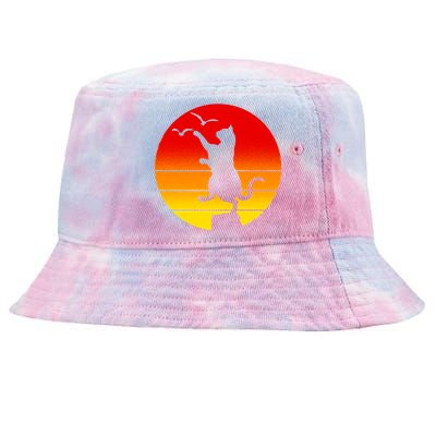 Retro Karate Cat 80's Movies Tie-Dyed Bucket Hat