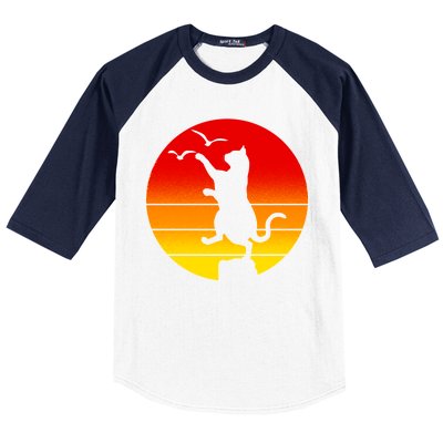 Retro Karate Cat 80's Movies Baseball Sleeve Shirt