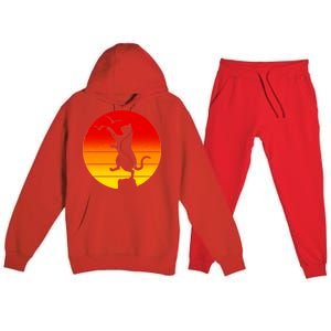 Retro Karate Cat 80's Movies Premium Hooded Sweatsuit Set