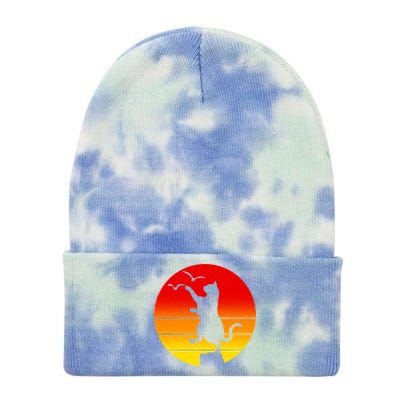 Retro Karate Cat 80's Movies Tie Dye 12in Knit Beanie