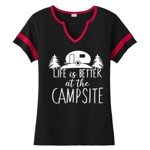 Retro Life is Better At The Campsite  Ladies Halftime Notch Neck Tee