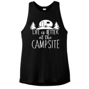 Retro Life is Better At The Campsite  Ladies PosiCharge Tri-Blend Wicking Tank