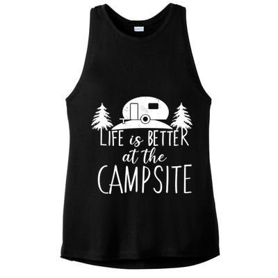 Retro Life is Better At The Campsite  Ladies PosiCharge Tri-Blend Wicking Tank