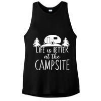 Retro Life is Better At The Campsite  Ladies PosiCharge Tri-Blend Wicking Tank