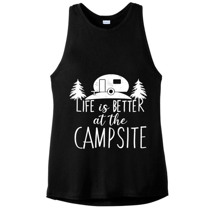 Retro Life is Better At The Campsite  Ladies PosiCharge Tri-Blend Wicking Tank