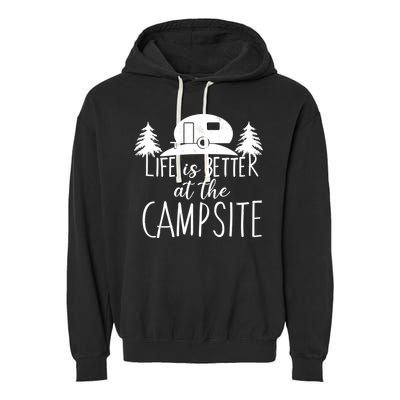 Retro Life is Better At The Campsite  Garment-Dyed Fleece Hoodie