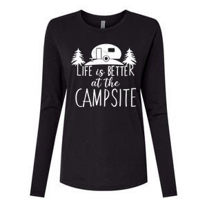 Retro Life is Better At The Campsite  Womens Cotton Relaxed Long Sleeve T-Shirt